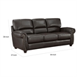 Kia 84 Inch Sofa- Dark Brown Top Grain and Faux Leather- Solid Wood