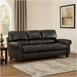 Kia 84 Inch Sofa- Dark Brown Top Grain and Faux Leather- Solid Wood