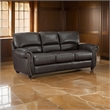 Kia 84 Inch Sofa- Dark Brown Top Grain and Faux Leather- Solid Wood