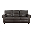 Kia 84 Inch Sofa- Dark Brown Top Grain and Faux Leather- Solid Wood