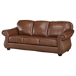 Boro 85 Inch Sofa- Rich Brown Top Grain and Faux Leather- Solid Wood