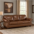 Boro 85 Inch Sofa- Rich Brown Top Grain and Faux Leather- Solid Wood