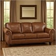 Boro 85 Inch Sofa- Rich Brown Top Grain and Faux Leather- Solid Wood