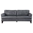 Lisa 88 Inch Sofa- Gray Top Grain and Split Leather- Brown Solid Wood