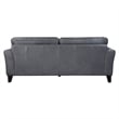Lisa 88 Inch Sofa- Gray Top Grain and Split Leather- Brown Solid Wood
