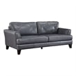 Lisa 88 Inch Sofa- Gray Top Grain and Split Leather- Brown Solid Wood