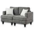 Lae 57 Inch Loveseat with 2 Throw Pillows- Tufted- Gray Chenille Upholstery