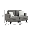 Lae 57 Inch Loveseat with 2 Throw Pillows- Tufted- Gray Chenille Upholstery