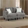 Lae 57 Inch Loveseat with 2 Throw Pillows- Tufted- Gray Chenille Upholstery