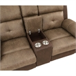 Emma 73 Inch Double Manual Recliner Loveseat- Brown Microfiber- Solid Wood
