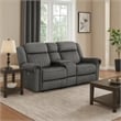 Ben 76 Inch Power Double Recliner Loveseat- Gray Microfiber- Console- Cupholders