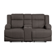 Kate 71 Inch Double Manual Recliner Loveseat- Center Console- Brown Fabric