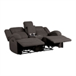 Kate 71 Inch Double Manual Recliner Loveseat- Center Console- Brown Fabric