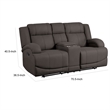 Kate 71 Inch Double Manual Recliner Loveseat- Center Console- Brown Fabric
