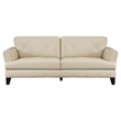 Lisa 88 Inch Sofa- Cream Top Grain and Split Leather- Brown Solid Wood