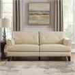 Lisa 88 Inch Sofa- Cream Top Grain and Split Leather- Brown Solid Wood