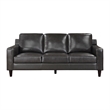 Richie 83 Inch Sofa- Gray Top Grain and Faux Leather- Brown Solid Wood