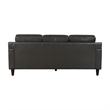 Richie 83 Inch Sofa- Gray Top Grain and Faux Leather- Brown Solid Wood