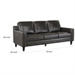 Richie 83 Inch Sofa- Gray Top Grain and Faux Leather- Brown Solid Wood