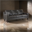 Richie 83 Inch Sofa- Gray Top Grain and Faux Leather- Brown Solid Wood