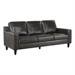 Richie 83 Inch Sofa- Gray Top Grain and Faux Leather- Brown Solid Wood