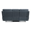 Cliff 85 Inch Manual Reclining Sofa- Blue Microfiber- Solid Wood- Metal