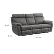 Cliff 84 Inch Manual Reclining Sofa- Gray Microfiber- Solid Wood- Metal