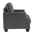 Sina 89 Inch Sofa- Button Tufted Gray Faux Leather- Dark Brown Solid Wood