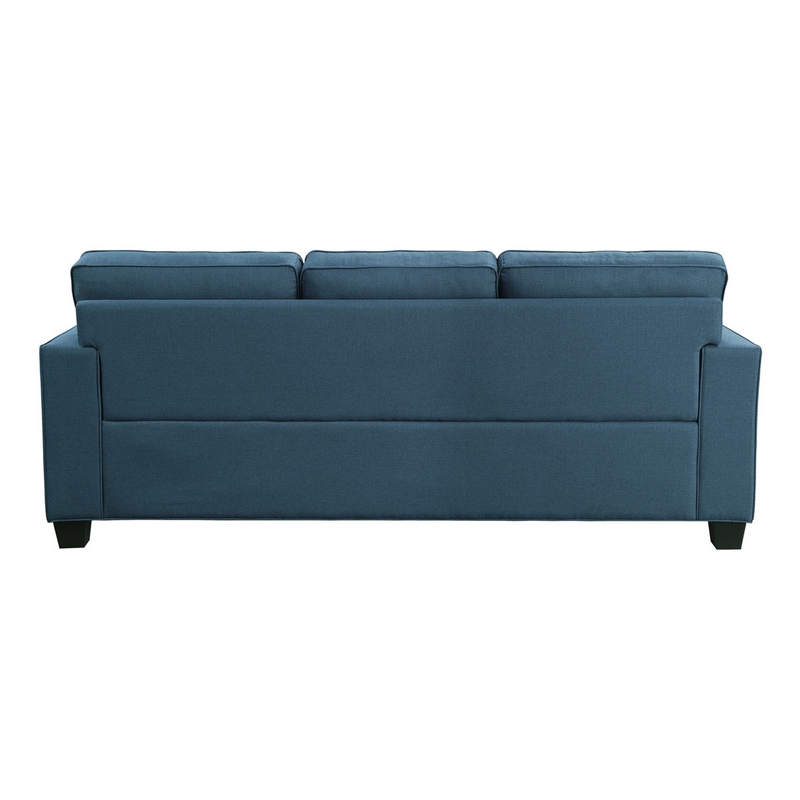 Eoin 84 Inch Sofa- Blue Polyester- Soft Foam Cushioning- Solid Wood Frame