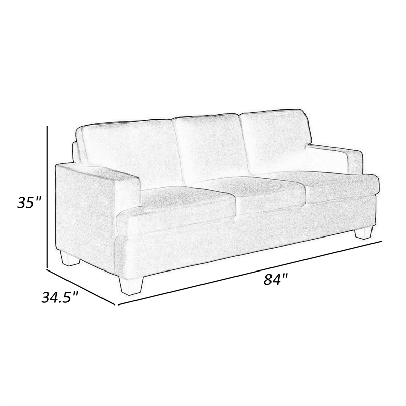 Eoin 84 Inch Sofa- Blue Polyester- Soft Foam Cushioning- Solid Wood Frame