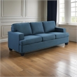 Eoin 84 Inch Sofa- Blue Polyester- Soft Foam Cushioning- Solid Wood Frame