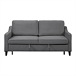 Katy 72 Inch Sleeper Sofa- Convertible Pull Out Bed- Solid Wood Gray Velvet