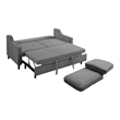 Katy 72 Inch Sleeper Sofa- Convertible Pull Out Bed- Solid Wood Gray Velvet