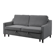 Katy 72 Inch Sleeper Sofa- Convertible Pull Out Bed- Solid Wood Gray Velvet