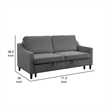 Katy 72 Inch Sleeper Sofa- Convertible Pull Out Bed- Solid Wood Gray Velvet