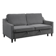 Katy 72 Inch Sleeper Sofa- Convertible Pull Out Bed- Solid Wood Gray Velvet