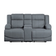 Kate 71 Inch Double Manual Recliner Loveseat- Center Console- Blue Fabric