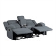 Kate 71 Inch Double Manual Recliner Loveseat- Center Console- Blue Fabric