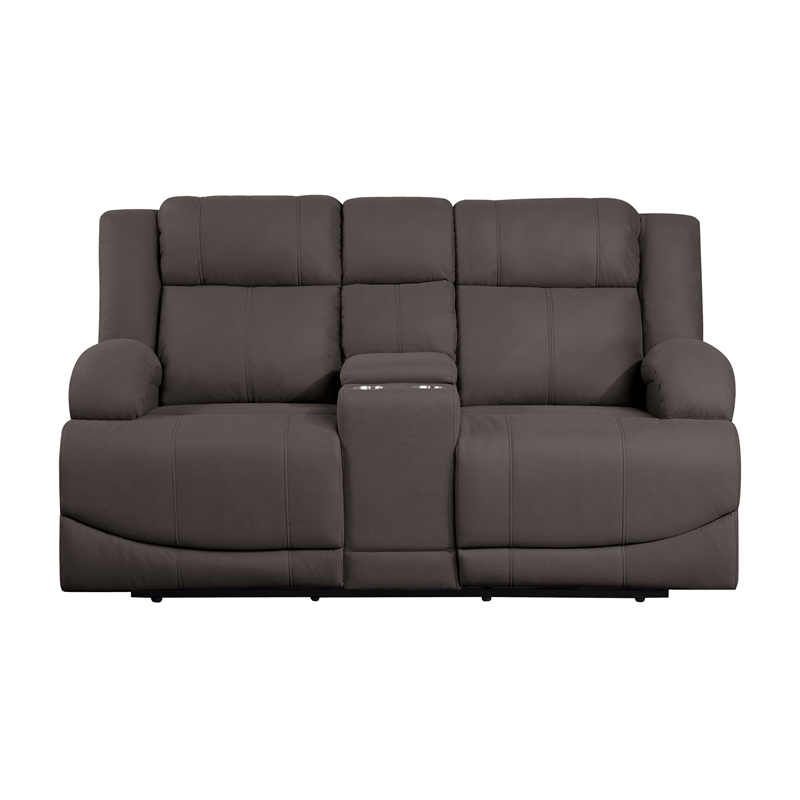 Kate 71 Inch Power Double Recliner Loveseat- Center Console- USB- Brown