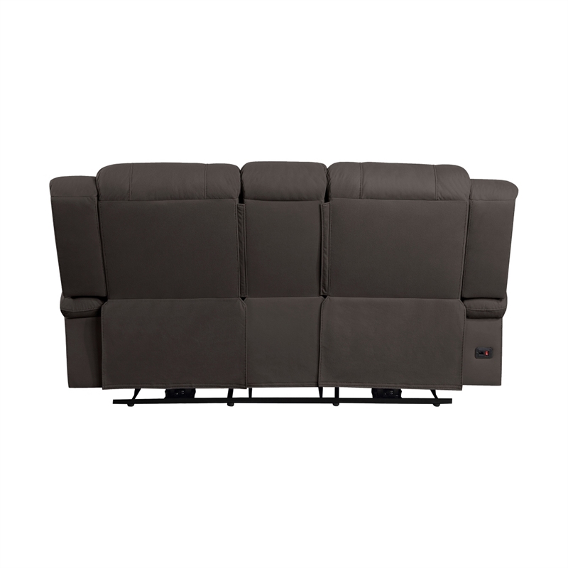 Kate 71 Inch Power Double Recliner Loveseat- Center Console- USB- Brown