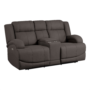 Kate 71 Inch Power Double Recliner Loveseat- Center Console- USB- Brown