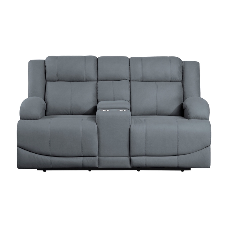Kate 71 Inch Power Double Recliner Loveseat- Center Console- USB- Blue
