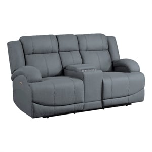 Kate 71 Inch Power Double Recliner Loveseat- Center Console- USB- Blue