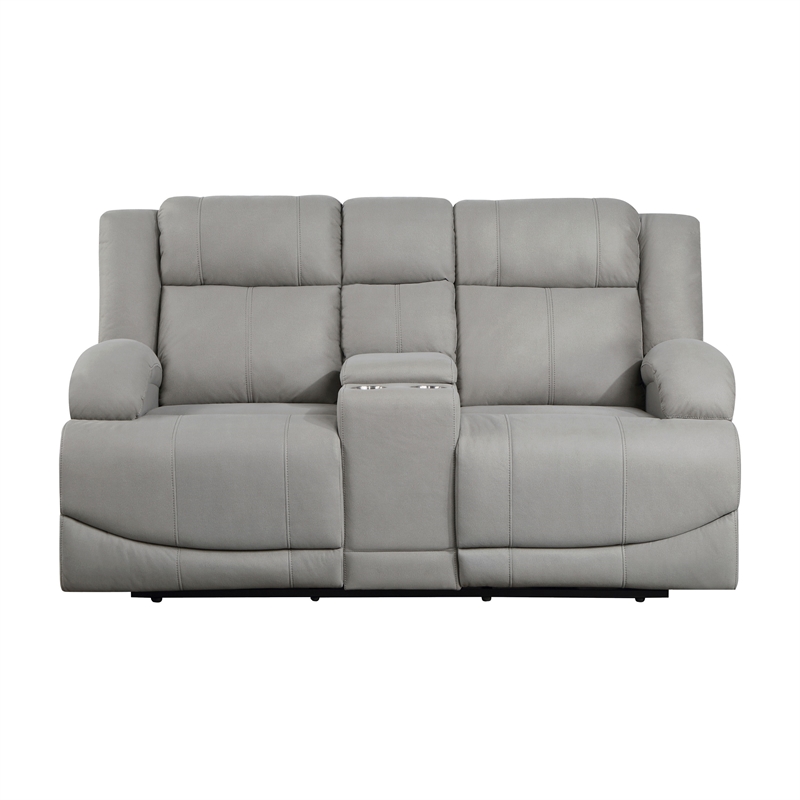 Kate 71 Inch Power Double Recliner Loveseat- Center Console- USB- Gray