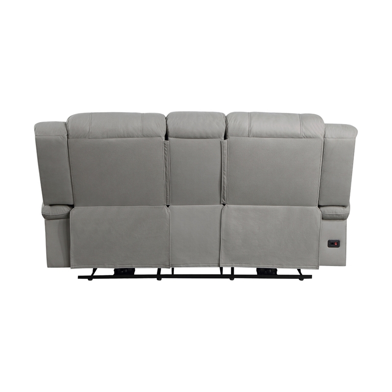 Kate 71 Inch Power Double Recliner Loveseat- Center Console- USB- Gray