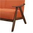 Indy 51 Inch Loveseat- Brown Wood Angled Frame- Textured Orange Fabric