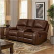 Dean 76 Inch Dual Manual Recliner Loveseat- Cupholders- Brown Faux Leather