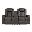 Mia 72 Inch Power Double Recliner Loveseat- Gray Faux Leather- LED- USB