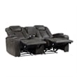 Mia 72 Inch Power Double Recliner Loveseat- Gray Faux Leather- LED- USB