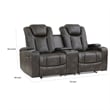 Mia 72 Inch Power Double Recliner Loveseat- Gray Faux Leather- LED- USB